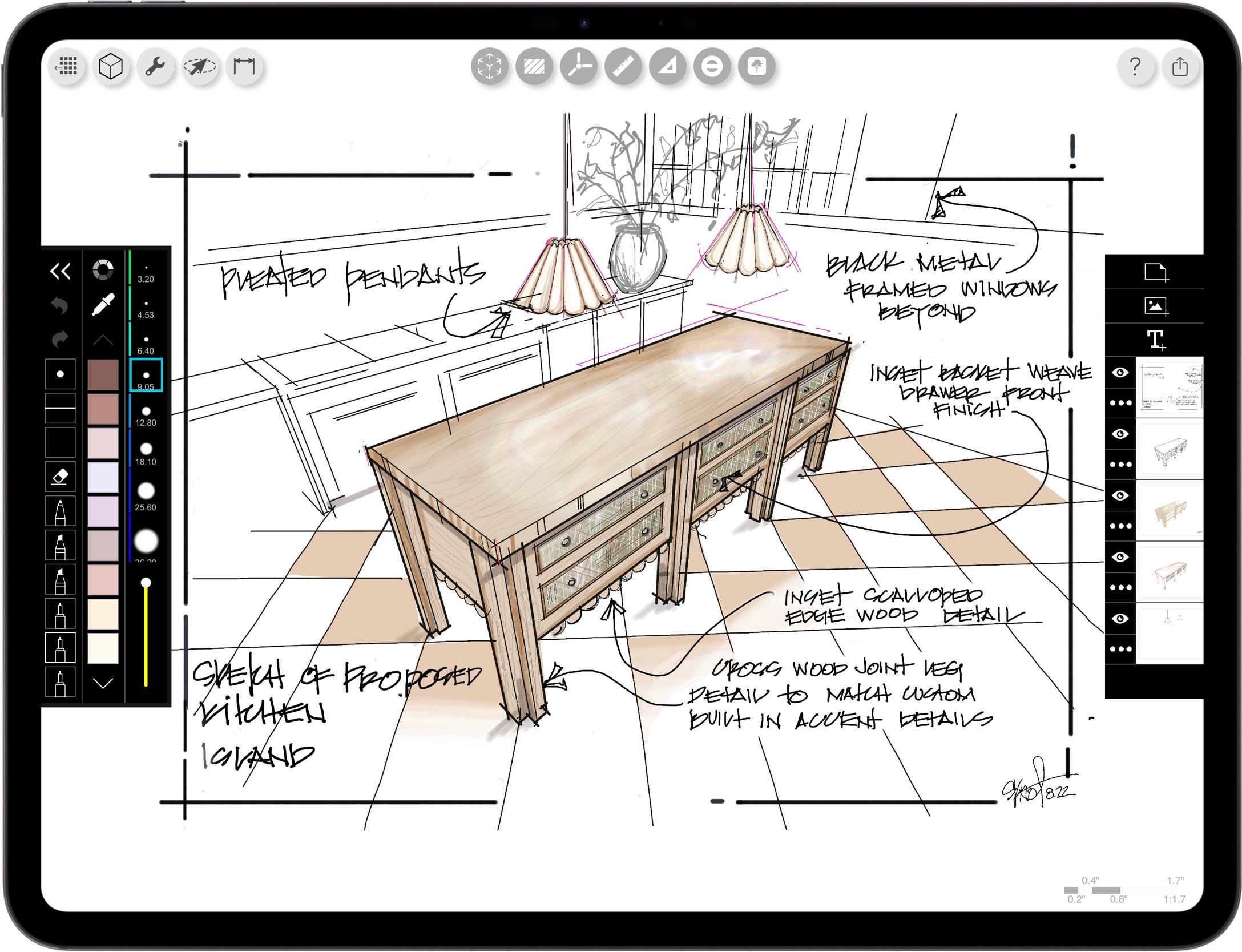 best App for architects _ iPad drawing for interior design _  furniture sketch